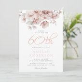 Invitation Fleurs roses Femmes 60e anniversaire (Debout devant)