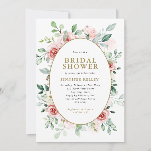 Invitation Fleurs roses Fête des mariées de design (Devant)