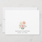 Invitation Fleurs roses, Fleurs blanches, Bohème, Baptême flo (Dos)