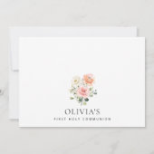 Invitation Fleurs roses, Fleurs blanches, Première Sainte Com (Dos)