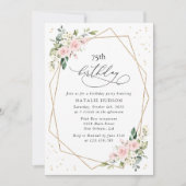 Invitation Fleurs roses, Fleurs blanches, Verdure, Anniversai (Devant)
