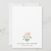 Invitation Fleurs roses, Fleurs blanches, Verdure, Baby Showe (Dos)