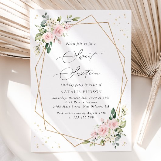 Invitation Fleurs roses, Fleurs blanches, Verdure, Doux 16