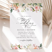 Invitation Fleurs roses, Fleurs blanches, Verdure, Mariage