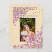 Invitation Fleurs roses florales parties scintillant pois dor (Devant / Derrière)