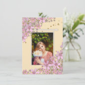 Invitation Fleurs roses florales parties scintillant pois dor (Debout devant)