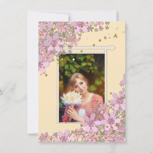 Invitation Fleurs roses florales parties scintillant pois dor