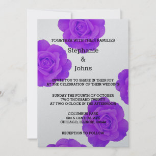 Invitation Fleurs Roses florales violettes Élégant Mariage d'