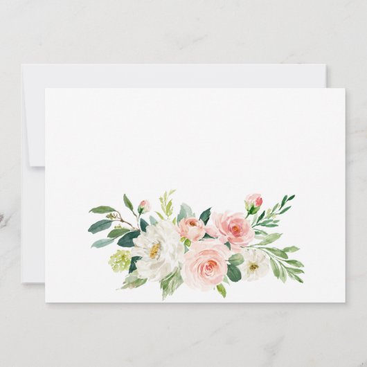 Invitation Fleurs Roses Fluides Verdure Brunch Floral & Bubbl (Dos)