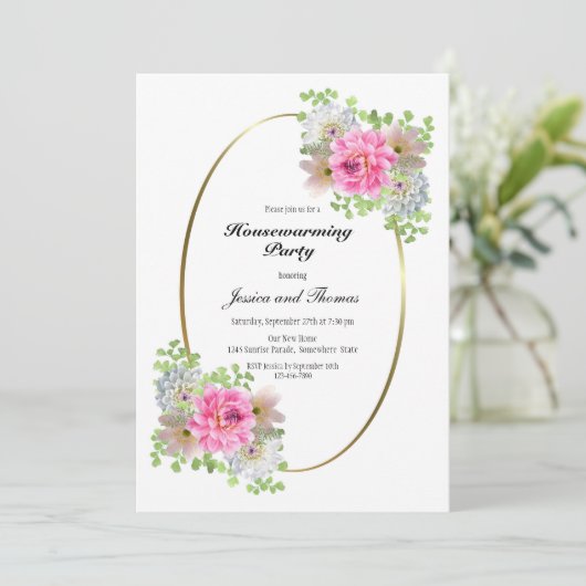 Invitation Fleurs roses Foyer (Debout devant)