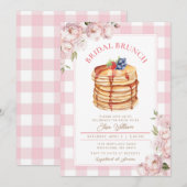 Invitation Fleurs roses Fruit Pancake Fête des mariées Brunch (Devant / Derrière)