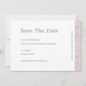 Invitation Fleurs roses grises et blanches en marbre Save The (Devant)