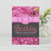 Invitation Fleurs roses Hydrangea rose 50e anniversaire (Debout devant)
