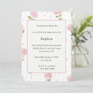 Invitation Fleurs Roses Jolies Anniversaire