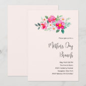 Invitation Fleurs roses jolies et ludiques pour le brunch de  (Devant / Derrière)