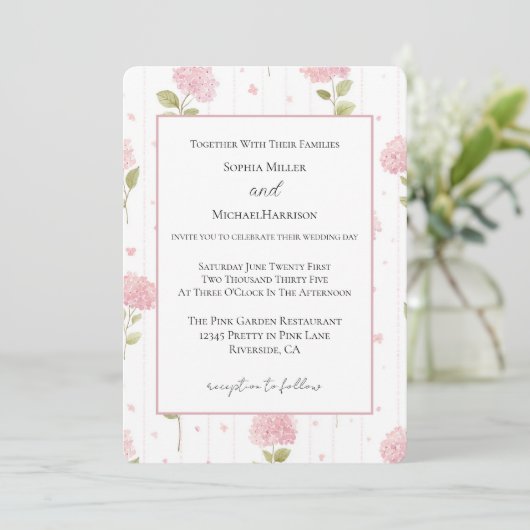 Invitation Fleurs Roses Jolies Mariage (Debout devant)