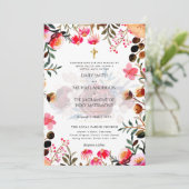 Invitation Fleurs roses Mariage de Masse Nuptiale Catholique (Debout devant)