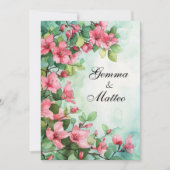Invitation Fleurs roses Mariage de verdure (Devant)