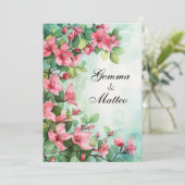 Invitation Fleurs roses Mariage de verdure (Debout devant)