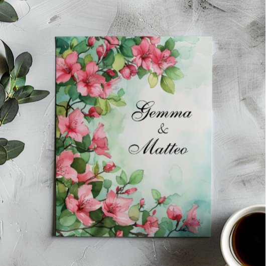 Invitation Fleurs roses Mariage de verdure