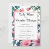 Invitation Fleurs roses Mariage délicat (Devant)