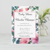 Invitation Fleurs roses Mariage délicat (Debout devant)