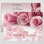 Invitation Fleurs roses mariages Populaire Élégante Invitatio (Devant / Derrière)