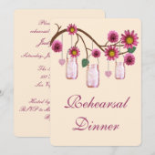 Invitation Fleurs roses Mason Jar Dîner de répétition Invitat (Devant / Derrière)