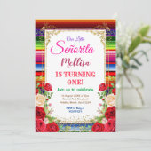 Invitation Fleurs Roses mexicaines avec Parties scintillant o (Debout devant)