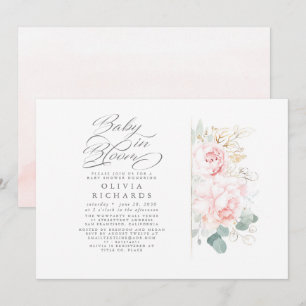 Invitation Fleurs roses mignonnes Baby Girl Baby shower Invit
