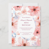 Invitation Fleurs roses N'Importe quelle fête d'anniversaire (Devant)