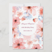 Invitation Fleurs roses N'Importe quelle fête d'anniversaire (Dos)