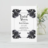 Invitation Fleurs Roses Noires Délicates Douche Usée  (Debout devant)