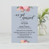 Invitation Fleurs roses Nous nous sommes mariés Script Bleu p (Debout devant)