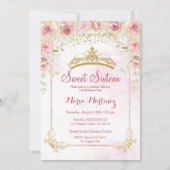 Invitation Fleurs roses Or Avec Parties scintillant Or Douce  (Devant)