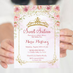Invitation Fleurs roses Or Avec Parties scintillant Or Douce<br><div class="desc">Fleurs d'or roses avec Parties scintillant d'or rose pâle rose pâle 16 Invitation Fleurs Roses modernes rose pâle 16</div>