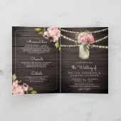 Invitation Fleurs Roses Pâles Pot en Verre Code QR Mariage en (Intérieur)