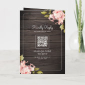 Invitation Fleurs Roses Pâles Pot en Verre Code QR Mariage en (Dos)
