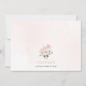 Invitation Fleurs roses pâles, verdure, confirmation florale (Dos)