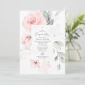 Invitation Fleurs roses pâles, verdure, confirmation florale (Debout devant)