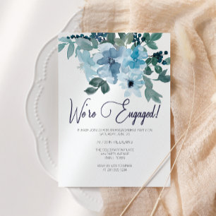 Invitation Fleurs roses pastel bleu Ajouter une photo Fête de