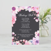 Invitation Fleurs roses pastel sur un puits de souhaits noir (Debout devant)