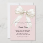 Invitation Fleurs roses perles d'ivoire fille Baby Shower (Devant)