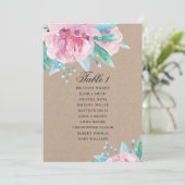 Invitation Fleurs roses. Plan de table de mariage floral rust (Debout devant)