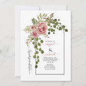 Invitation Fleurs roses poussiéreuses arche de fiançailles ma (Devant)