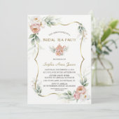 Invitation Fleurs Roses poussiéreuses Fête des mariées de ver (Debout devant)