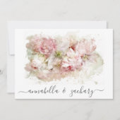 Invitation *~*Fleurs roses poussiéreuses RSVP QR AR26 MARIAGE (Devant)