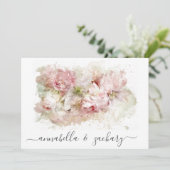 Invitation *~*Fleurs roses poussiéreuses RSVP QR AR26 MARIAGE (Debout devant)