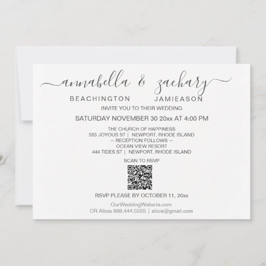 Invitation *~*Fleurs roses poussiéreuses RSVP QR AR26 MARIAGE (Dos)