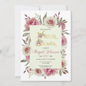 Invitation Fleurs roses poussiéreuses virtuelles bébé ou douc (Devant)